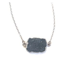 Treisi druzy necklace, sterling silver chain.